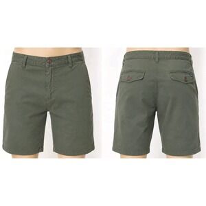 Mens Golf Shorts 38 Olive Green Stretch Chino Flat Front Casual Cotton Vogue